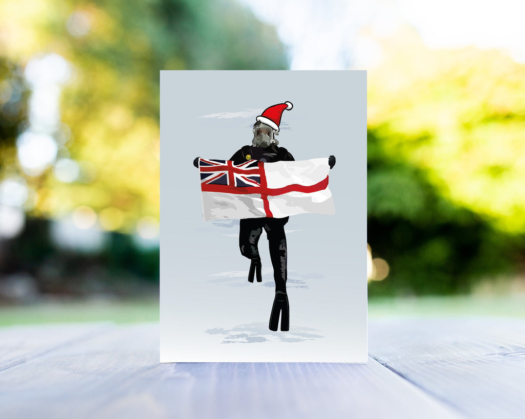 White Ensign Diver Christmas Card with Santa Hat