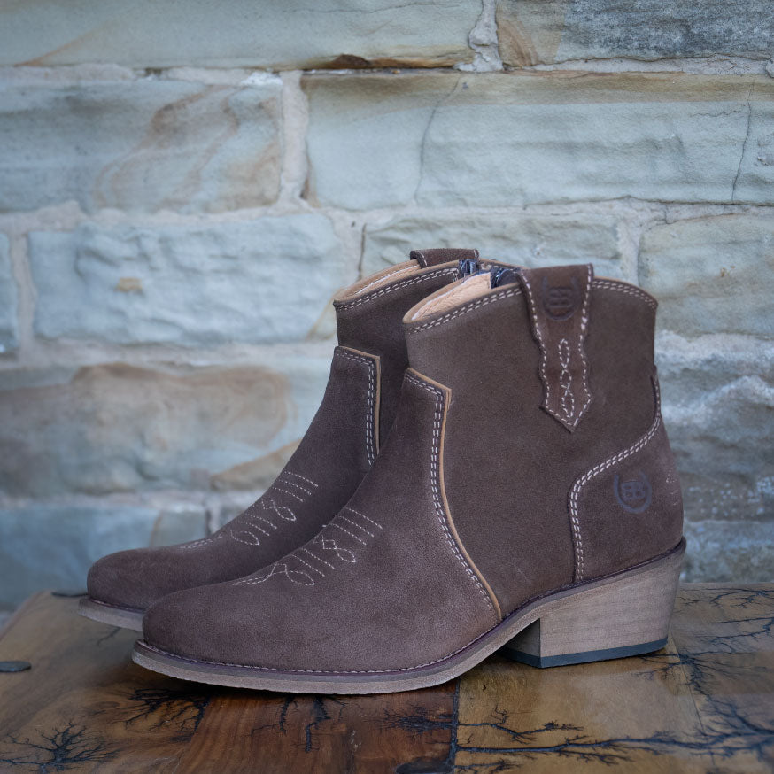 Brown Cowboy Boots in Soft Suede