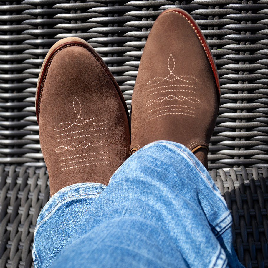 Brown Cowboy Boots in Soft Suede