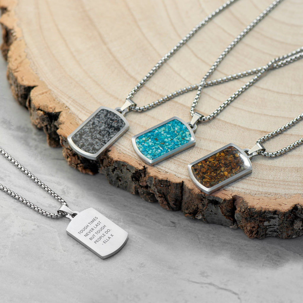 Personalised Men's Blue Turquoise Dog Tag Necklace