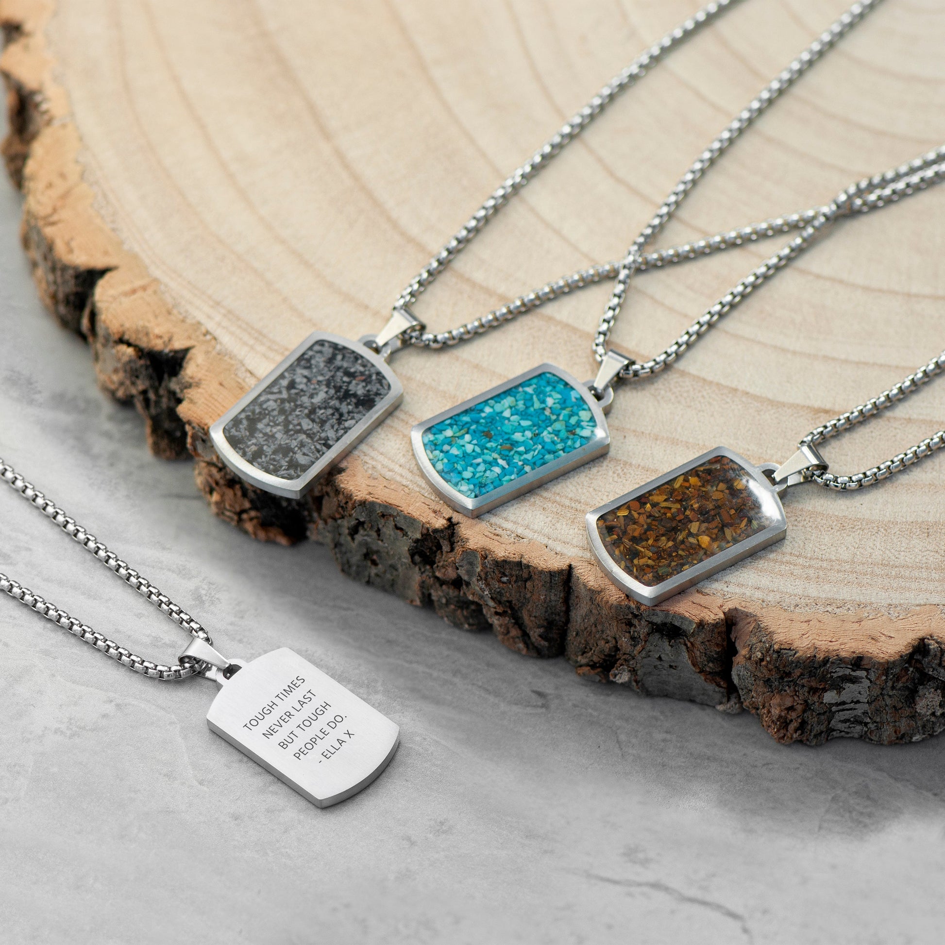 Personalised Men's Blue Turquoise Dog Tag Necklace
