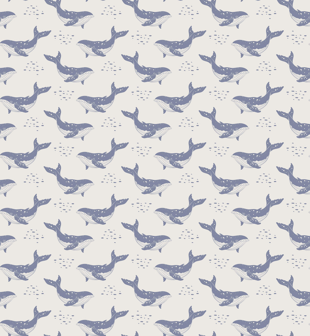 Whale Wallpaper in Soft Blue