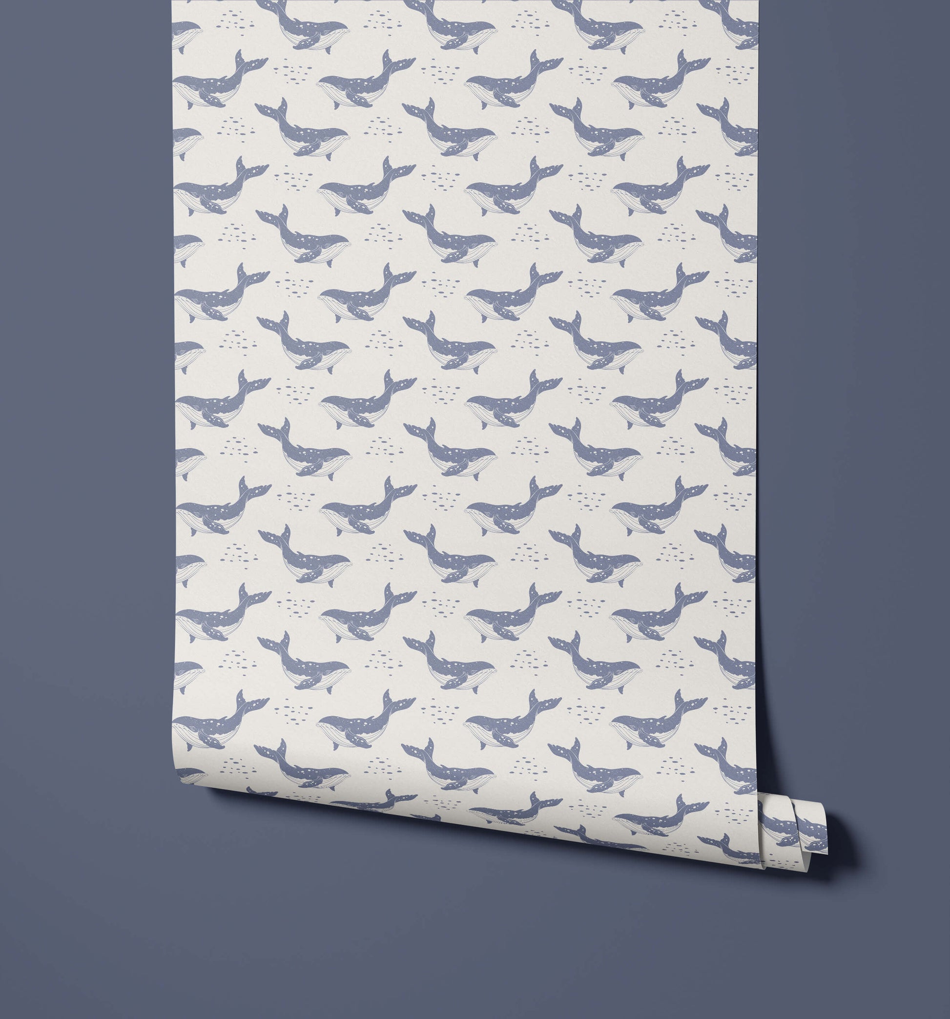 Whale Wallpaper in Soft Blue