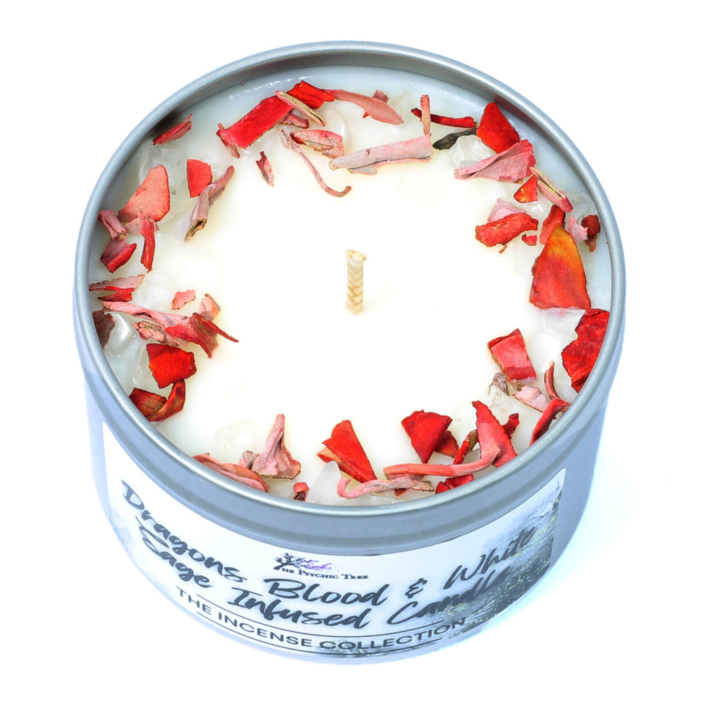 Dragon's Blood and White Sage Crystal Infused Scented Candle