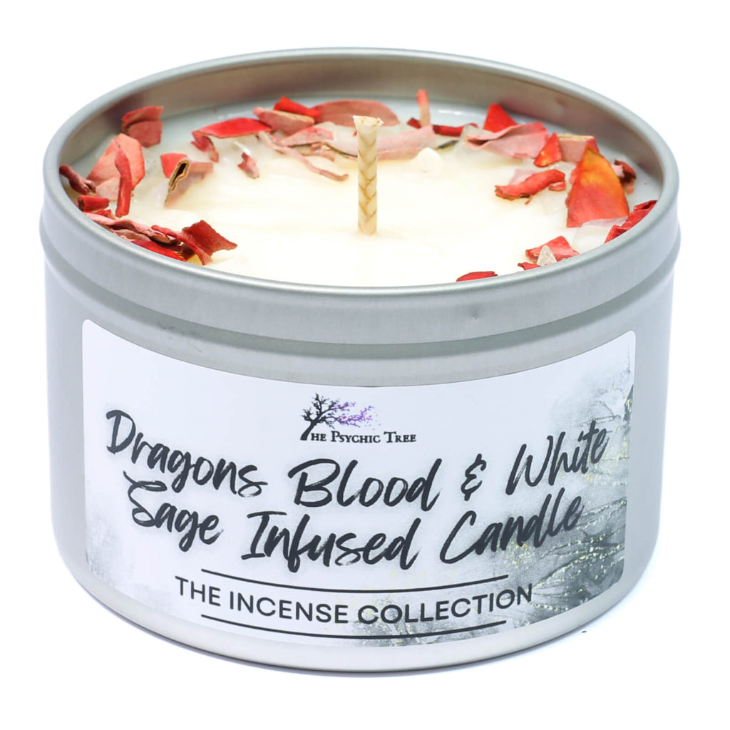 Dragon's Blood and White Sage Crystal Infused Scented Candle