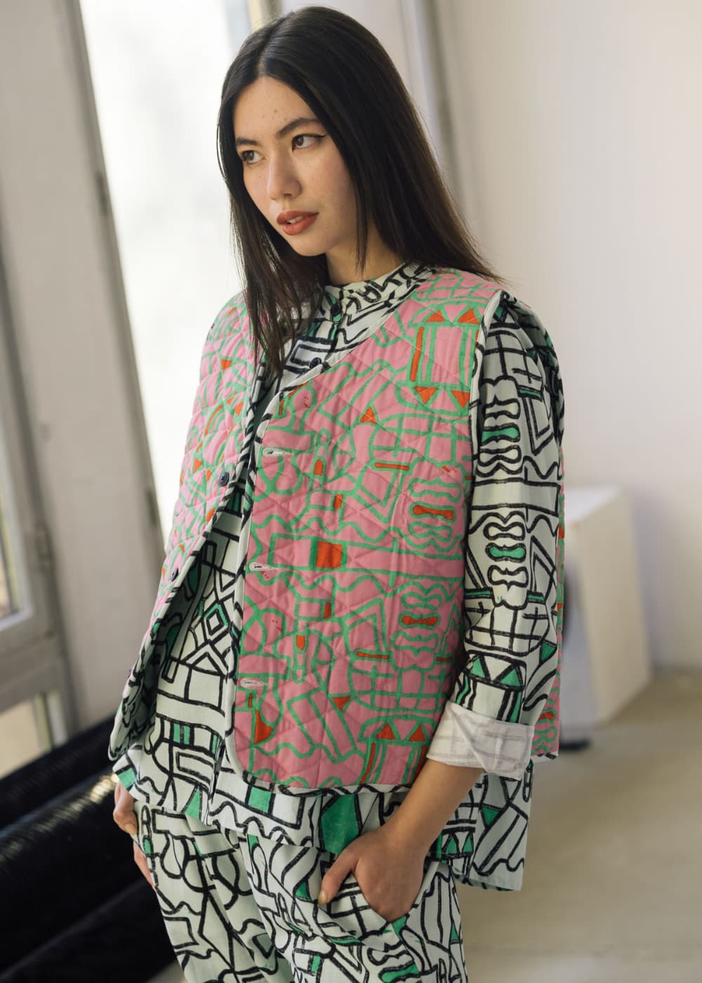 Reversible Organic Cotton Quilted Gilet