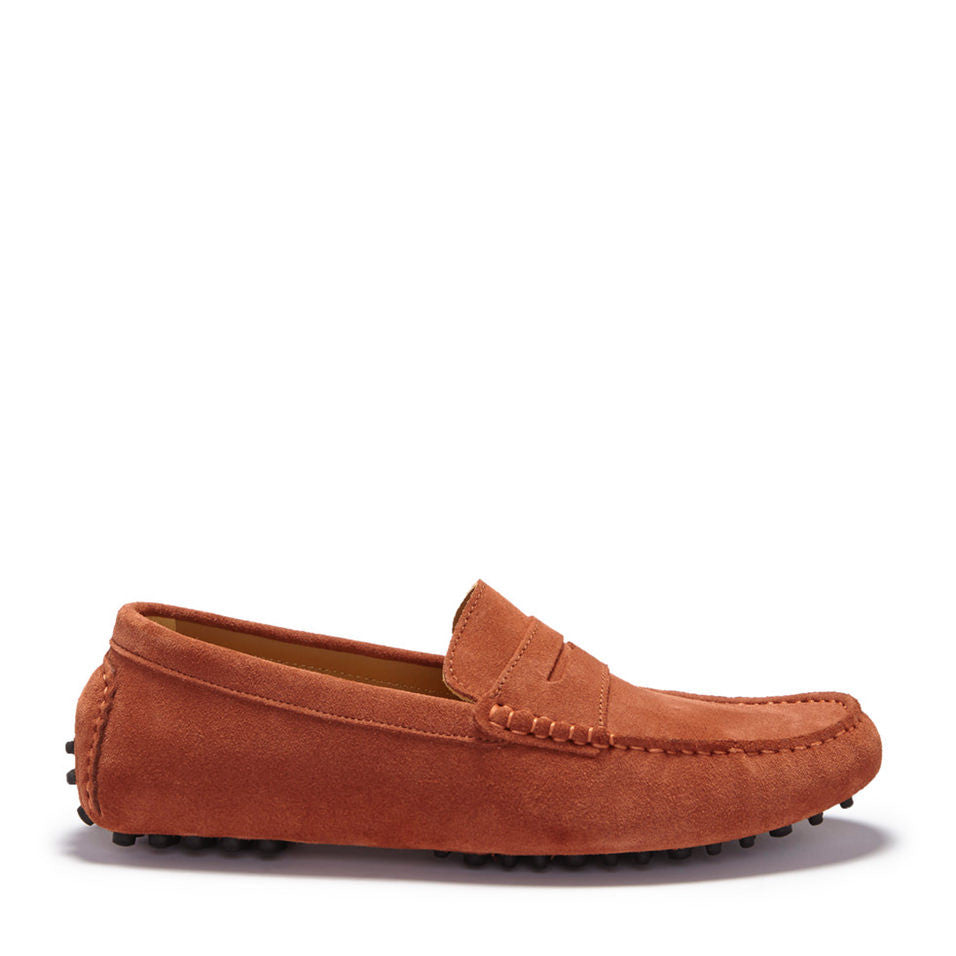Rust Suede Penny Loafers