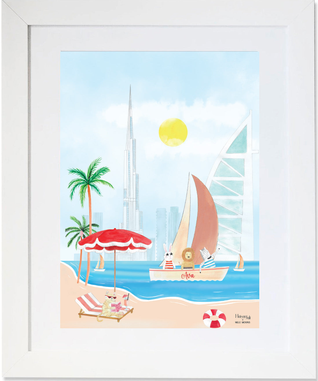 Personalised Boat of Dubai Print for Girls