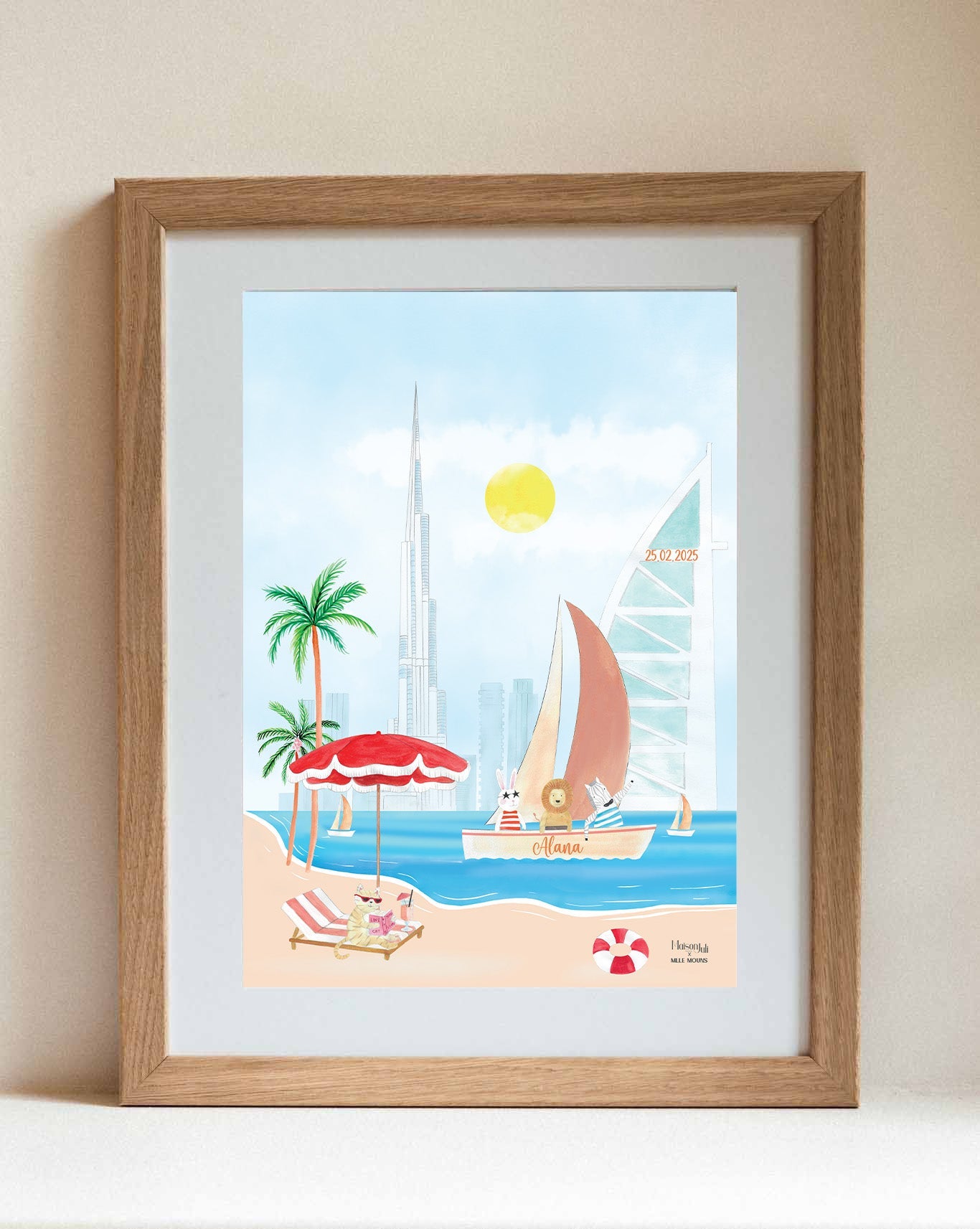 Personalised Boat of Dubai Print for Girls