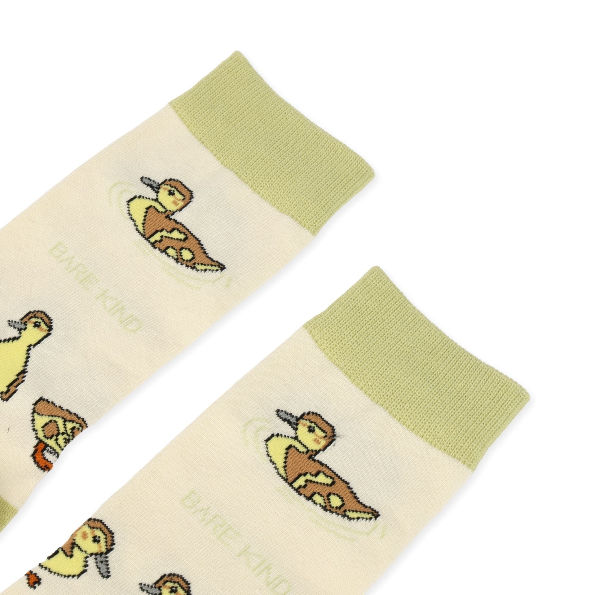 Save the Ducklings Bamboo Socks in White and Green