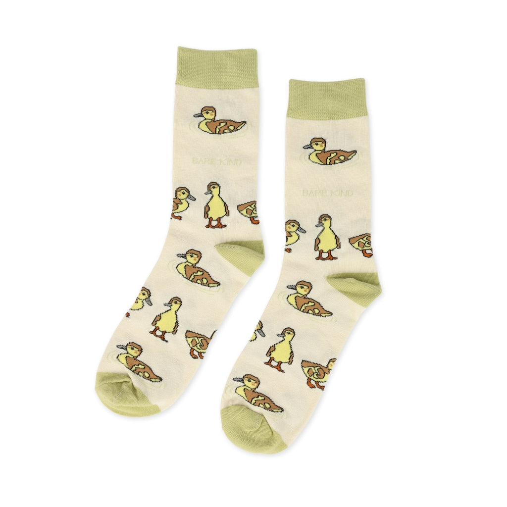 Save the Ducklings Bamboo Socks in White and Green