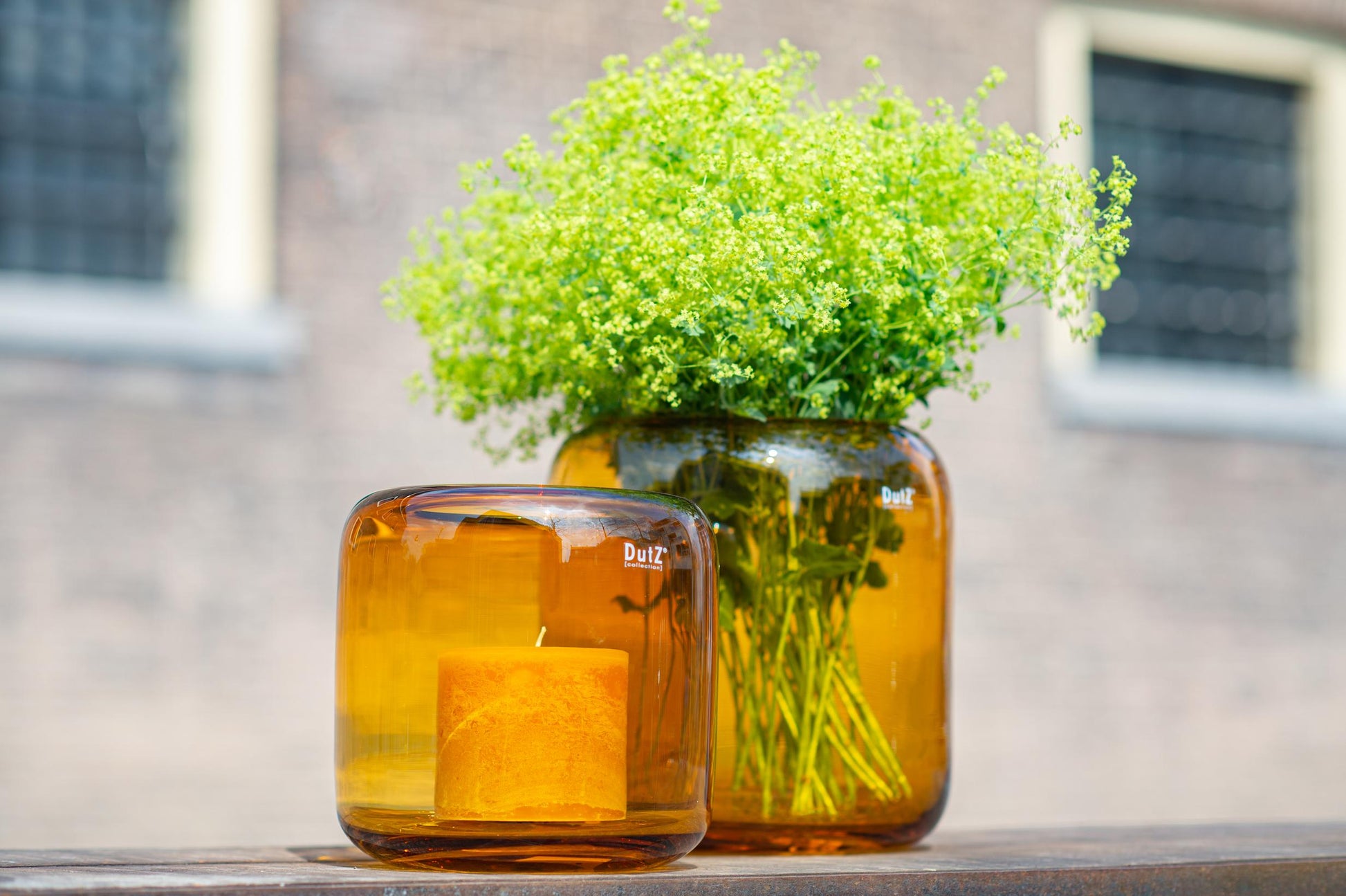 Mazurka Amber Mouth Blown Glass Vase