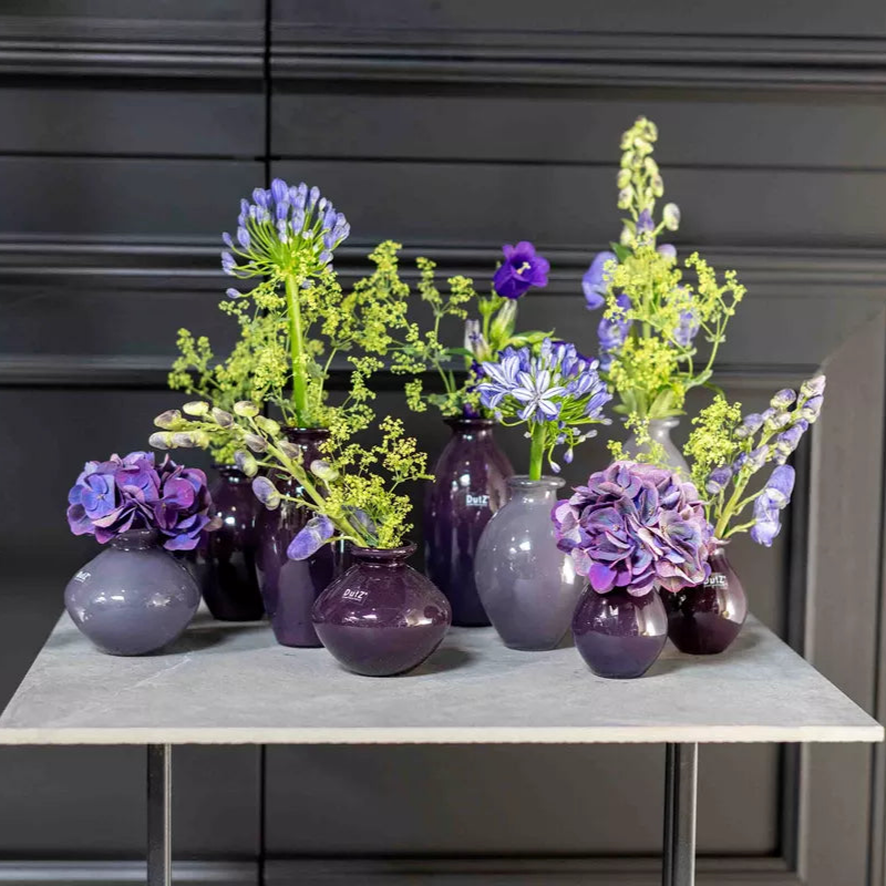 Purple Rain Budvase Set of 24 Mouth Blown Glass Vases