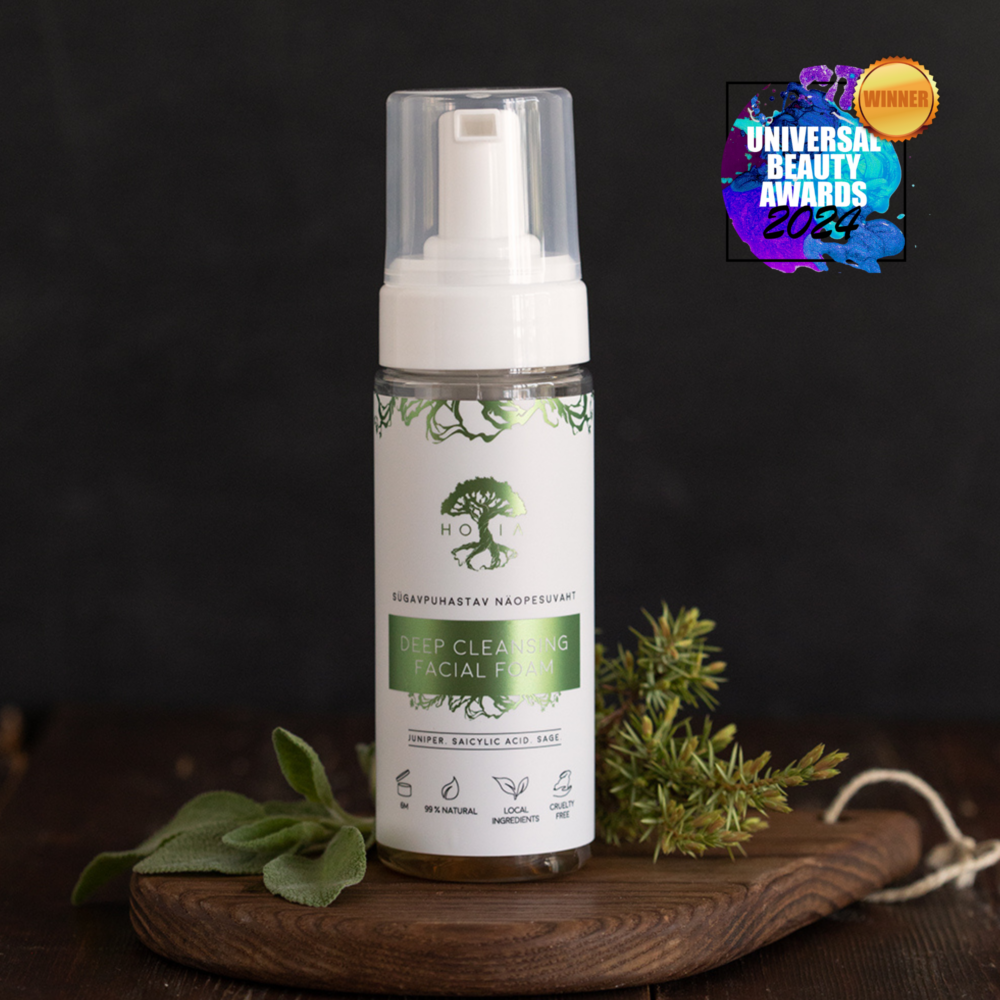 Deep Cleansing Face Wash Foam – Juniper & Sage, Clears Acne by HOIA at www.brixbailey.com
