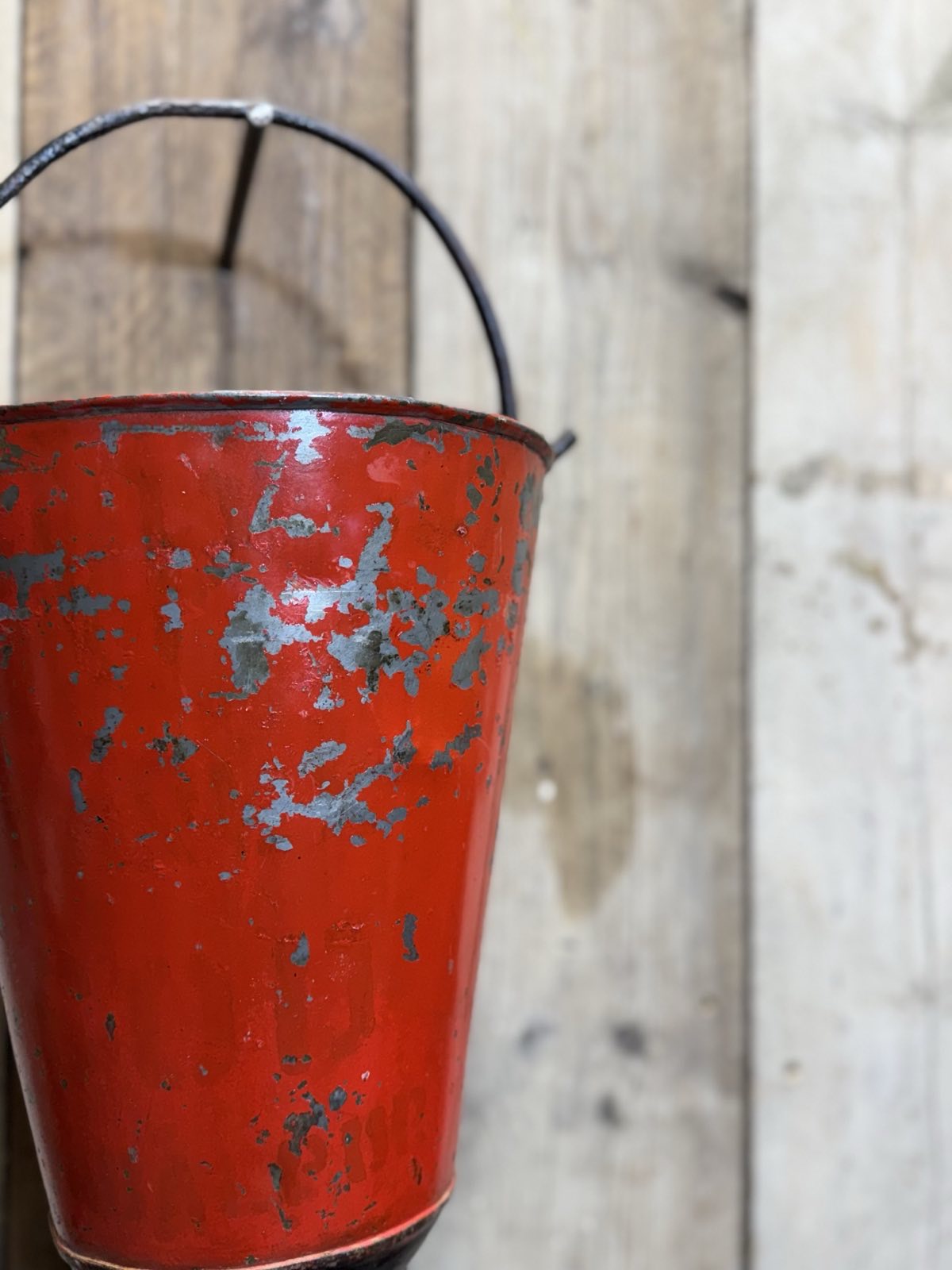 Vintage Galvanised Hanging Fire Bucket Plant Pot