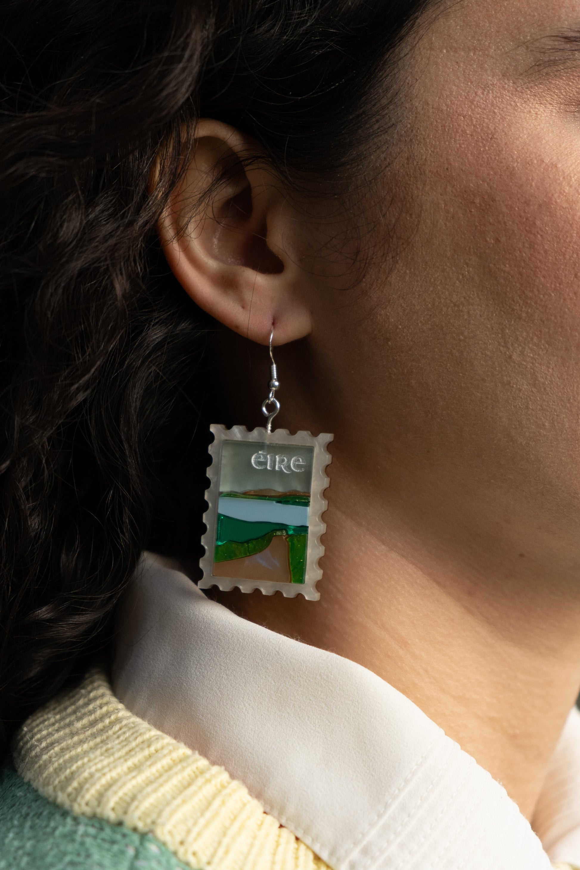 Irish Countryside Postage Stamp Earrings