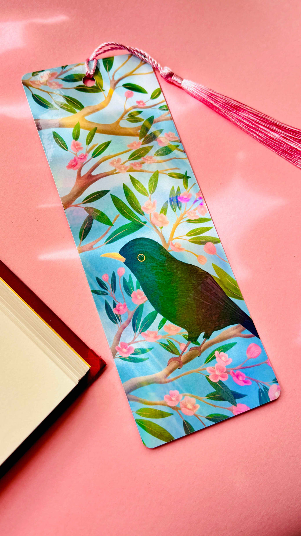Handmade Holographic Blackbird Bookmark