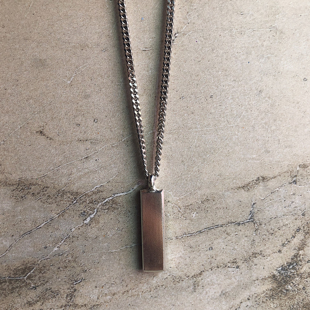 Chunky Ingot Necklace in Sterling Silver