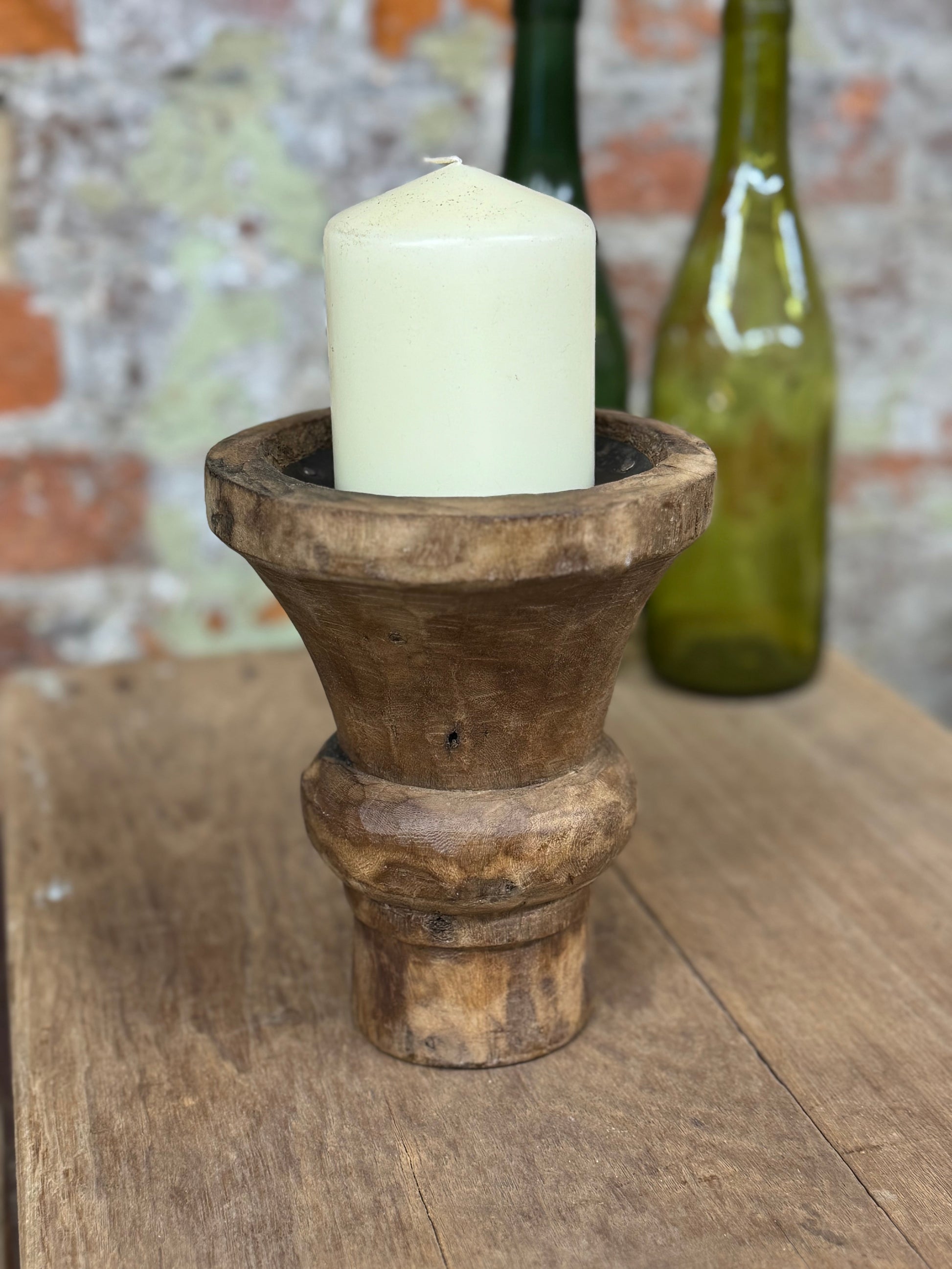 Rustic Wooden Candle Holder Reclaimed Farmhouse Decor