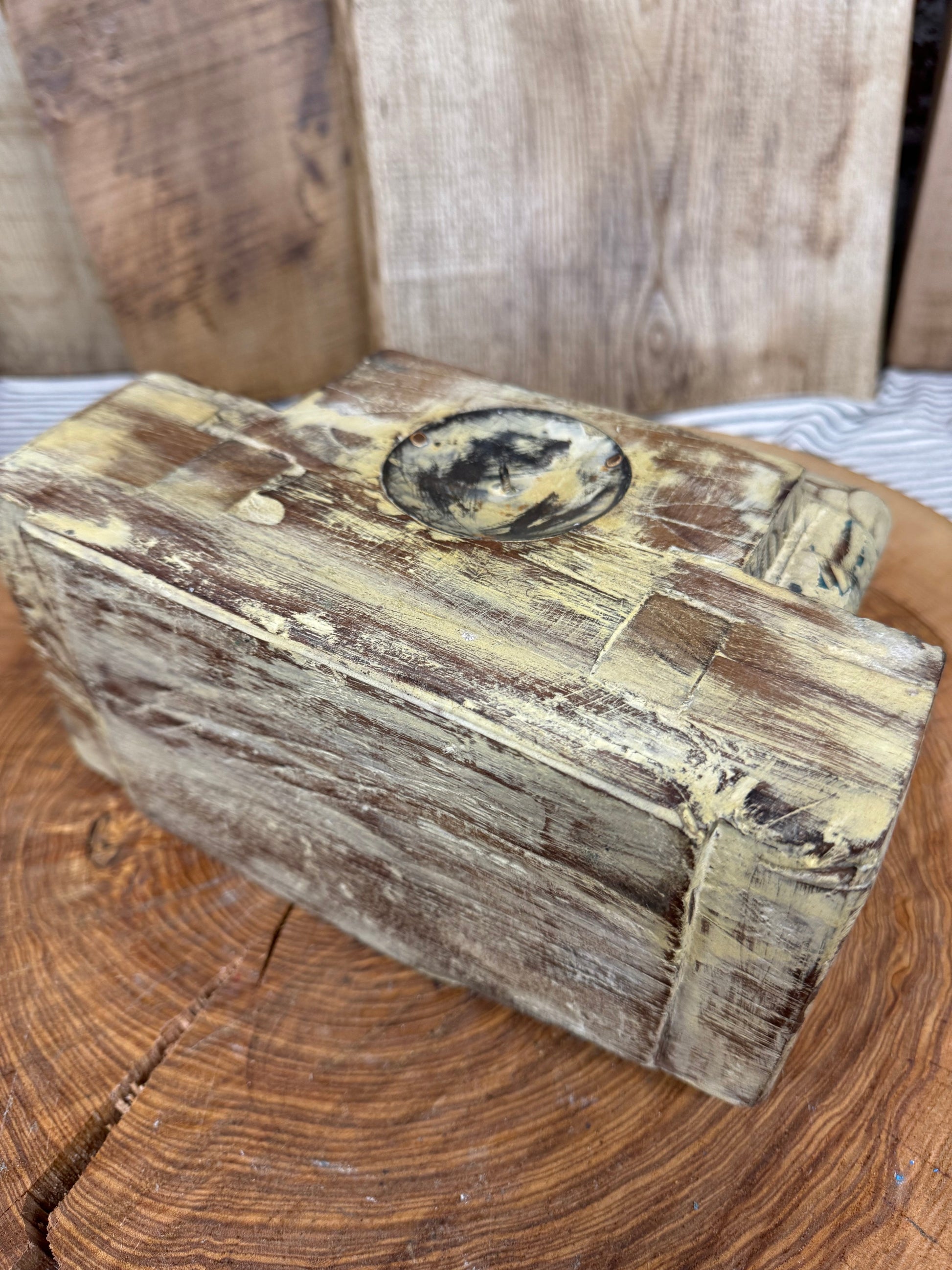 Rustic Church Candle Holder / Indian Pillar Base / Farmhouse Decor Cream