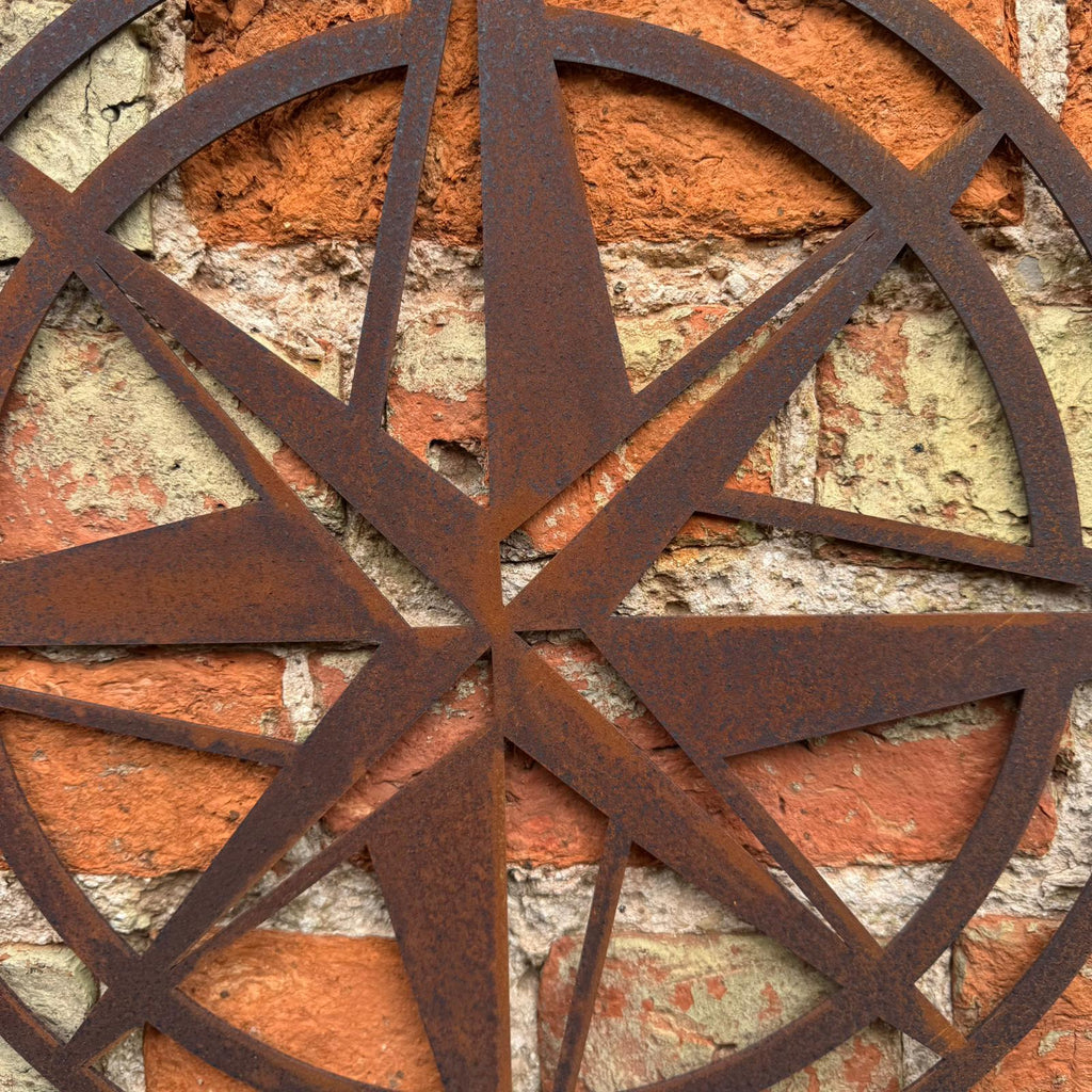 Rusty Metal Compass Wall Sign 50cm