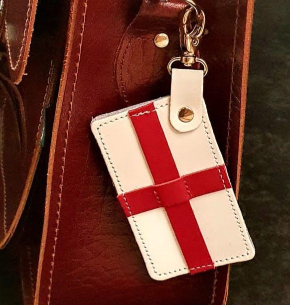 England Flag Handmade Leather Bag Charm