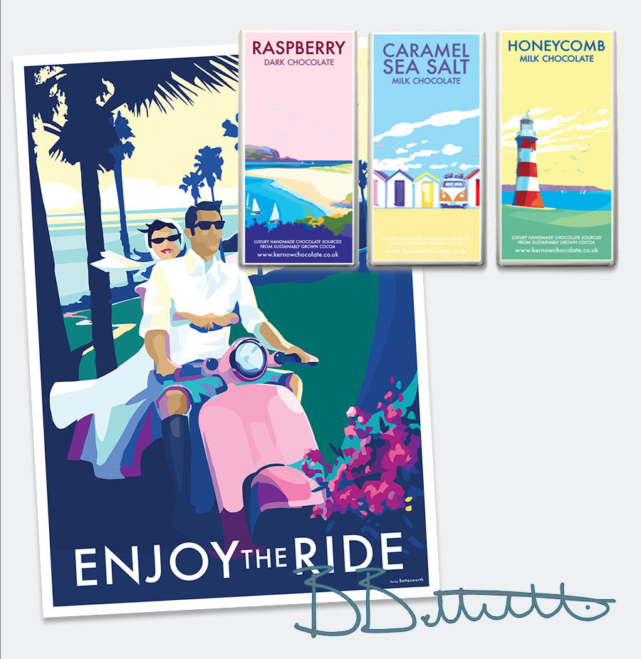 Enjoy the Ride Vintage Seaside Poster Print