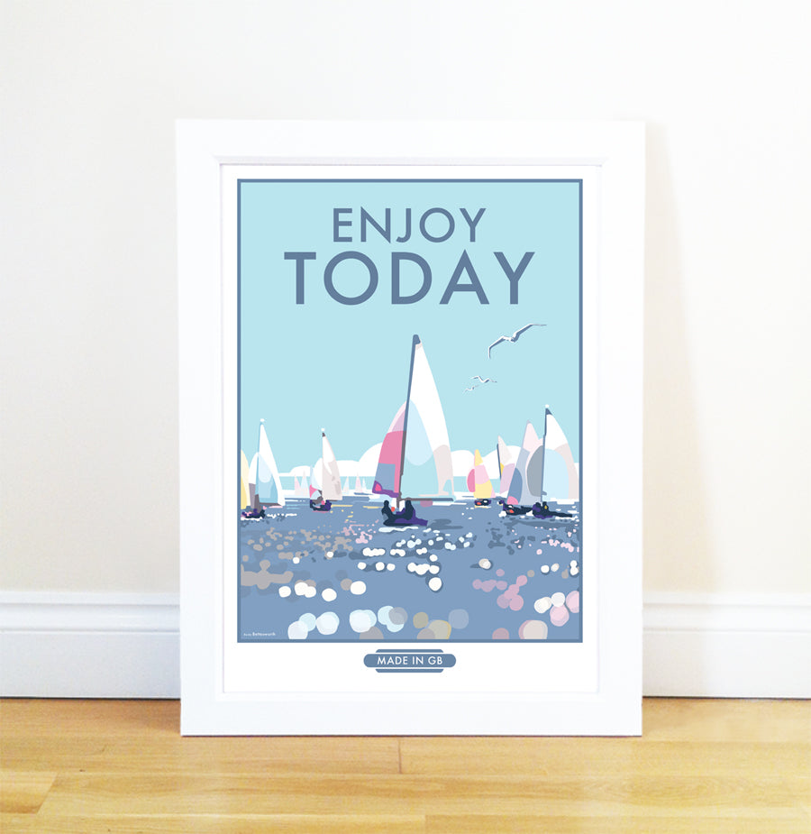 Enjoy Today Vintage Seaside Poster Print