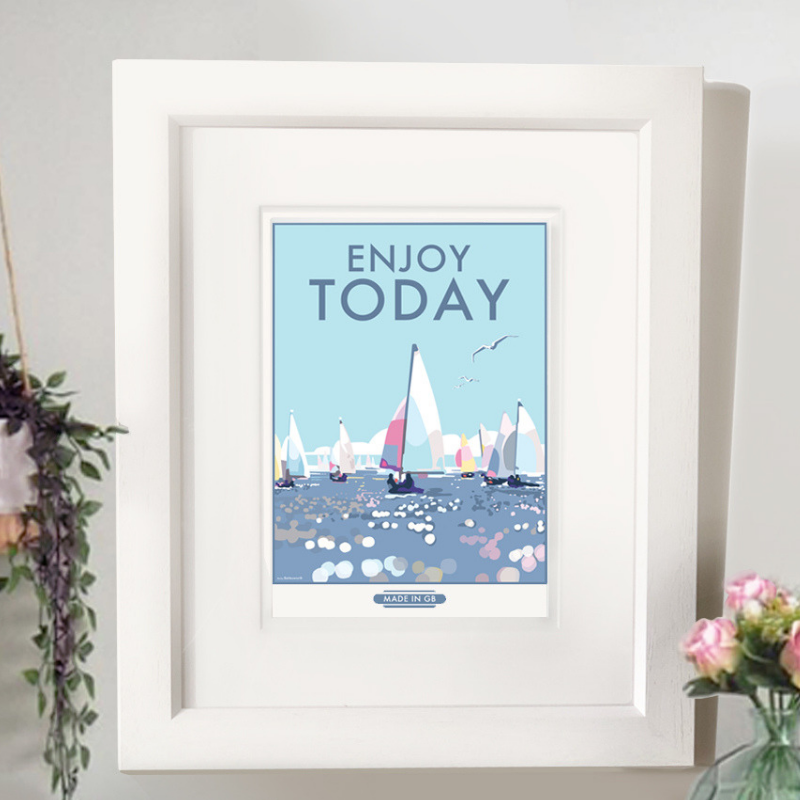 Enjoy Today Vintage Seaside Poster Print
