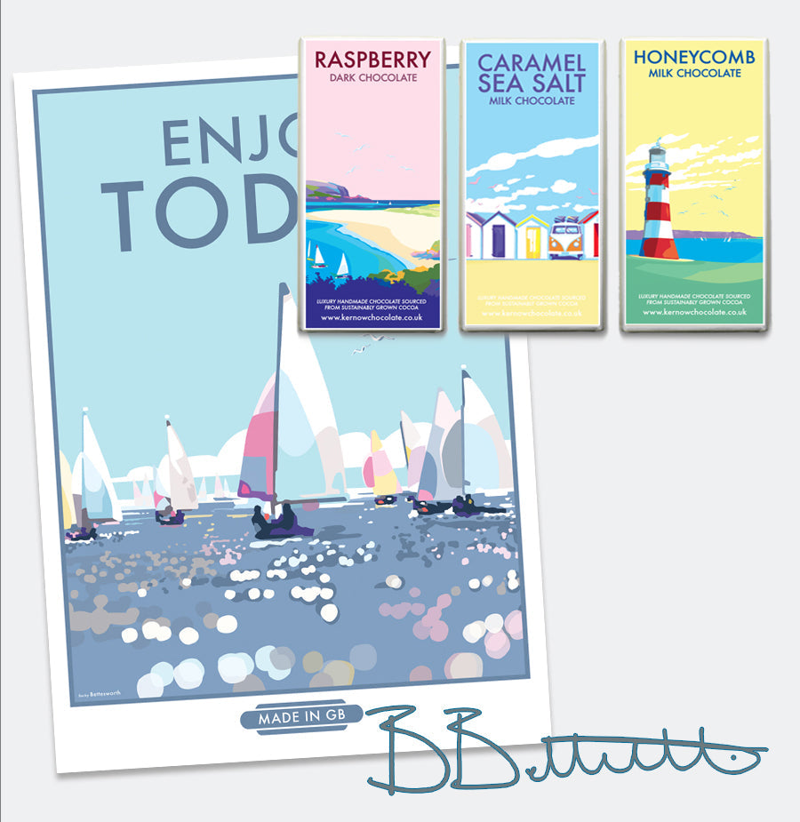 Enjoy Today Vintage Seaside Poster Print