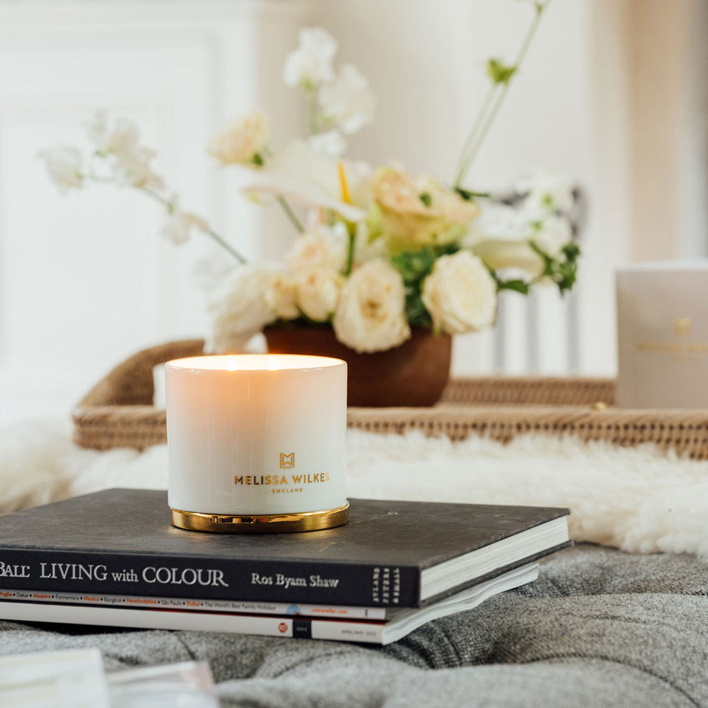 Rose Fine Bone China Candle with Gold Lid