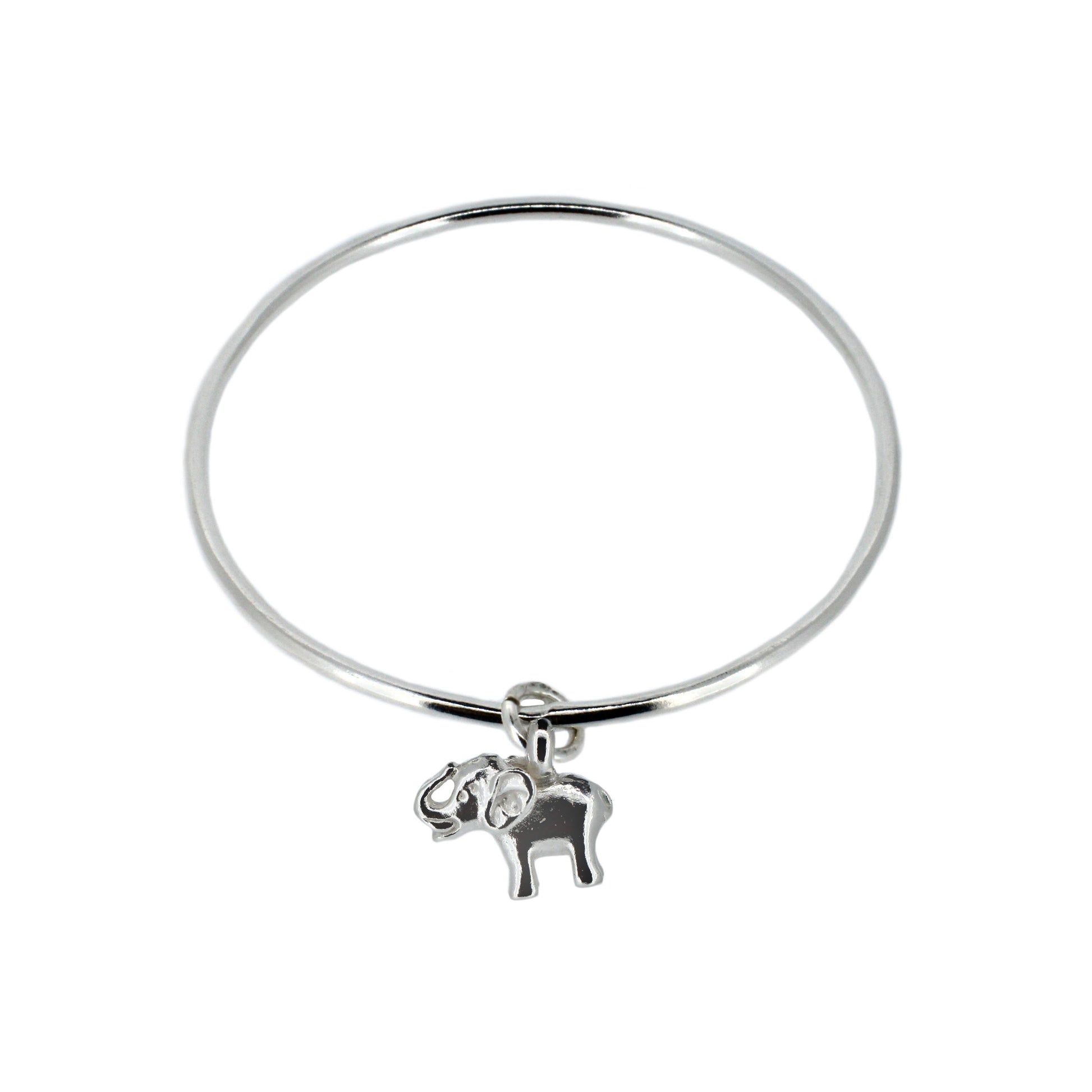 Elephant Charm Bangle in Recycled Sterling Silver