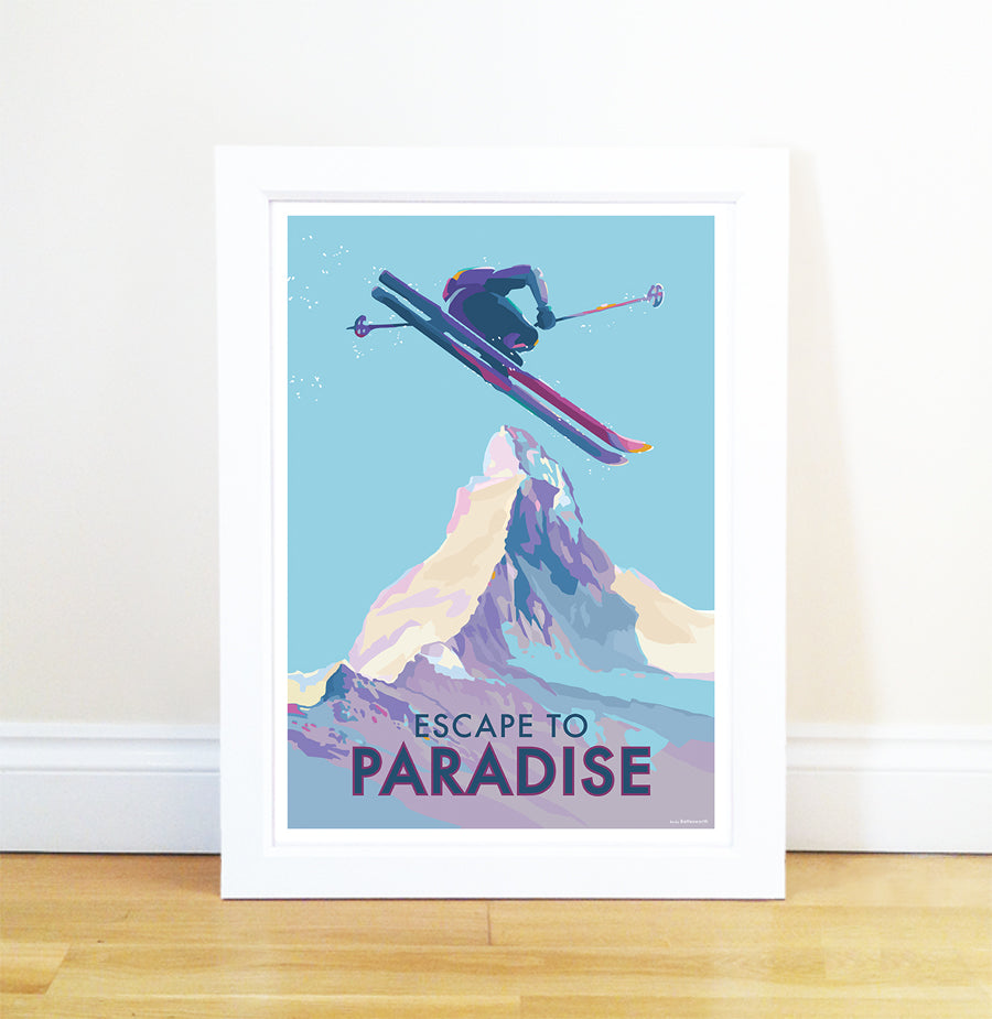 Escape to Paradise Vintage Ski Poster