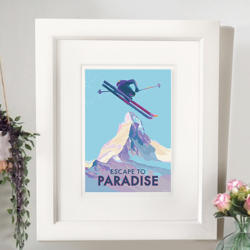 Escape to Paradise Vintage Ski Poster