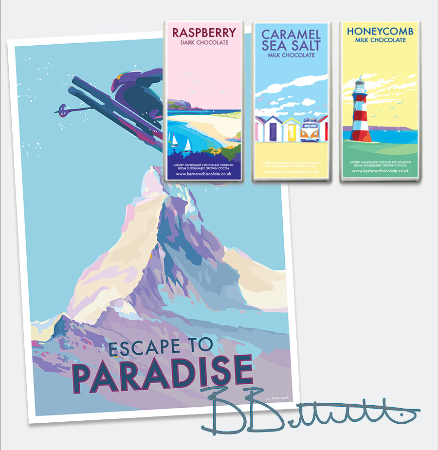 Escape to Paradise Vintage Ski Poster