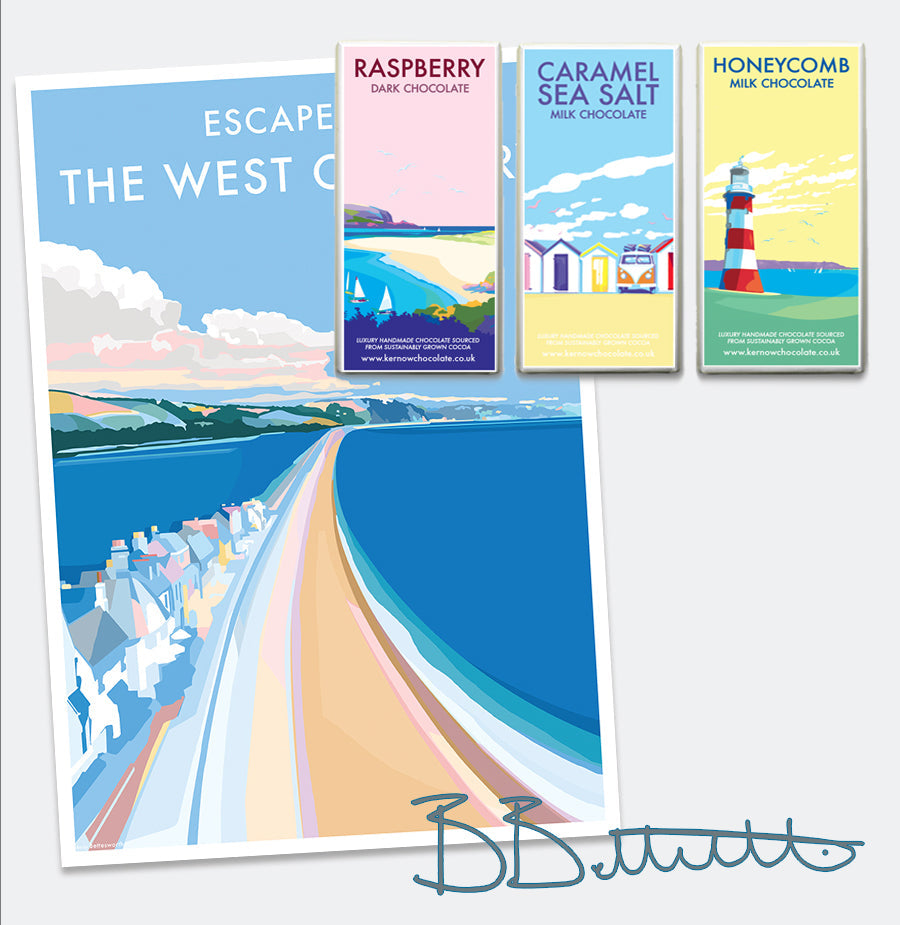 Escape to the West Country Vintage Seaside Print