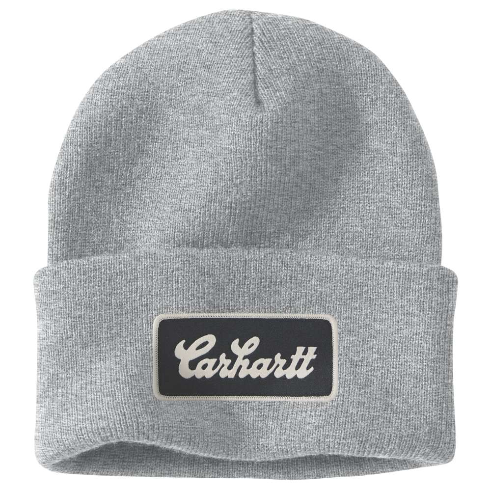 Knit Cuffed Script Patch Beanie