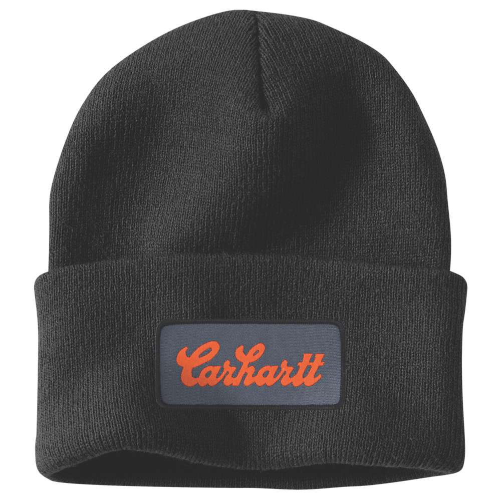 Knit Cuffed Script Patch Beanie