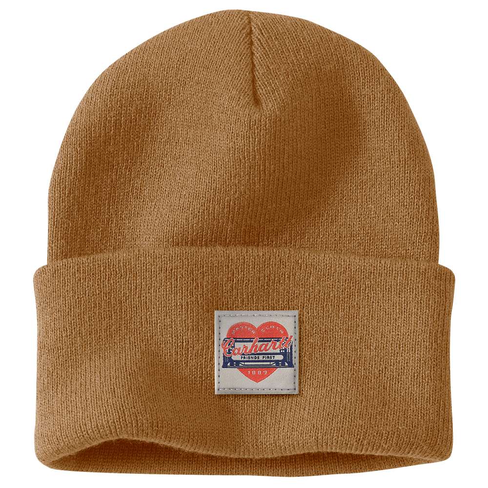 Heart Patch Rib Knit Beanie