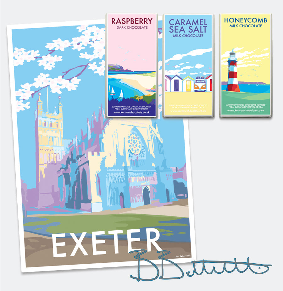 Exeter Vintage Travel Poster Print