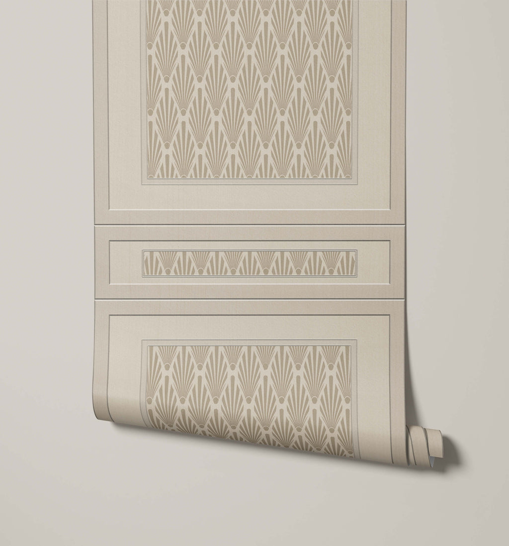 Ecclestone 3D Wood Panelling Wallpaper with Art Deco Pattern