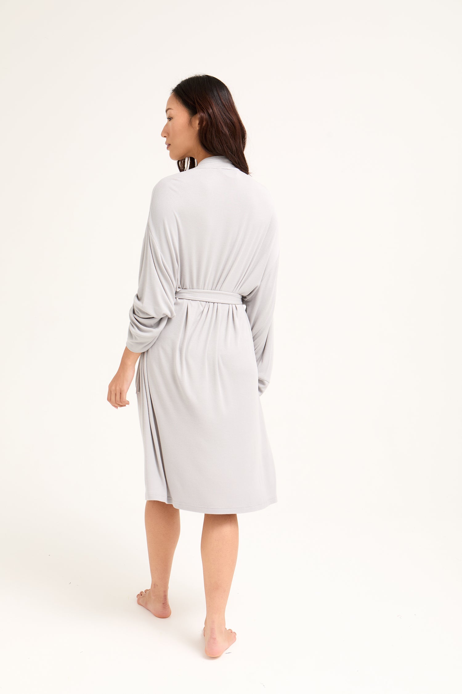 EcoVero Ribbed Robe in Grey