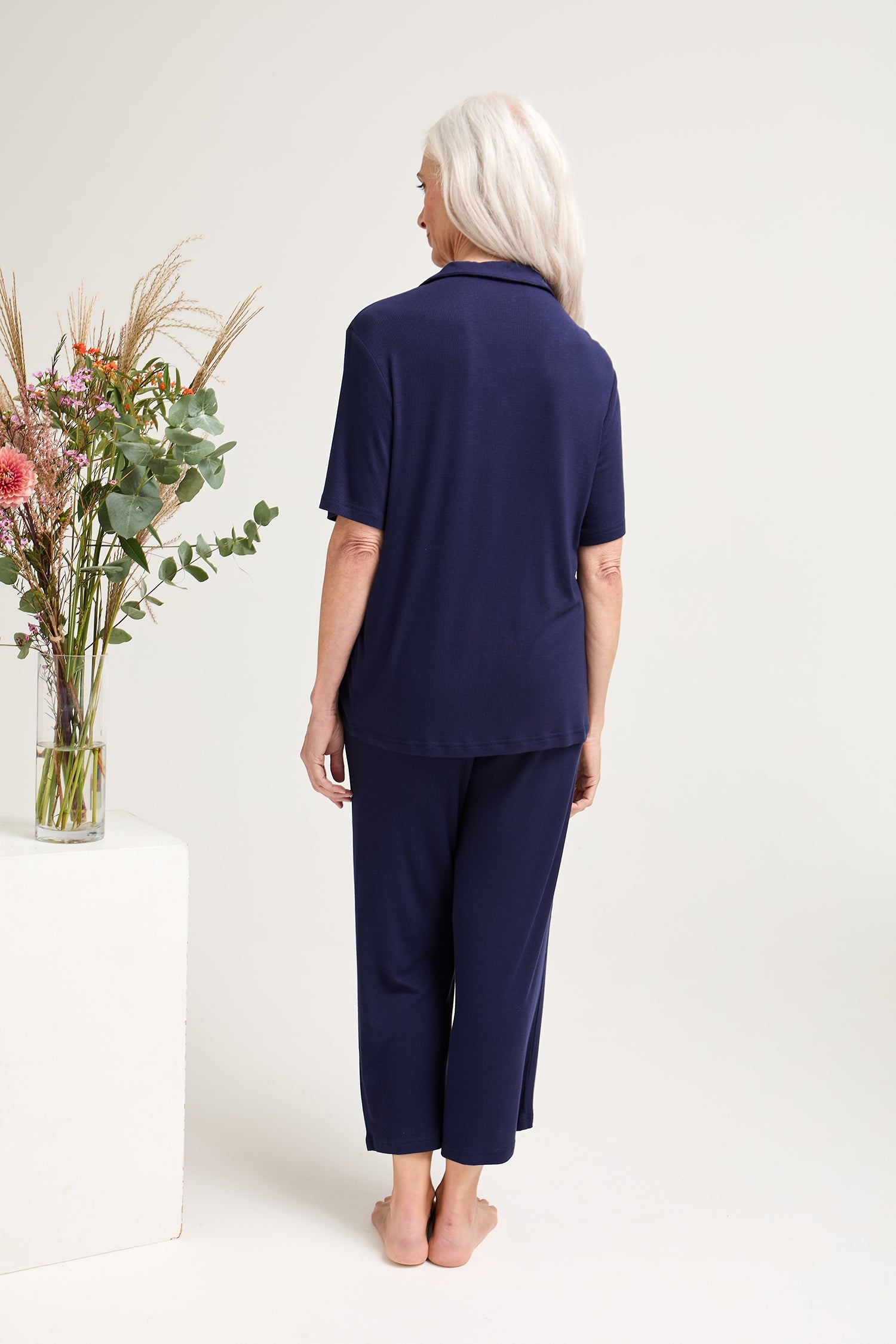 EcoVero Ribbed Shirt Capri Set in Midnight