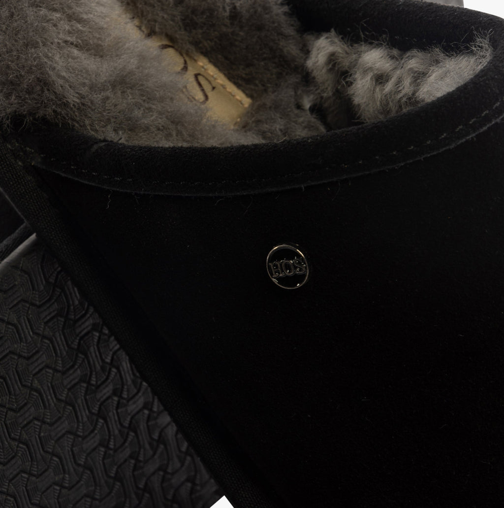 Mens Sheepskin Slippers in Black