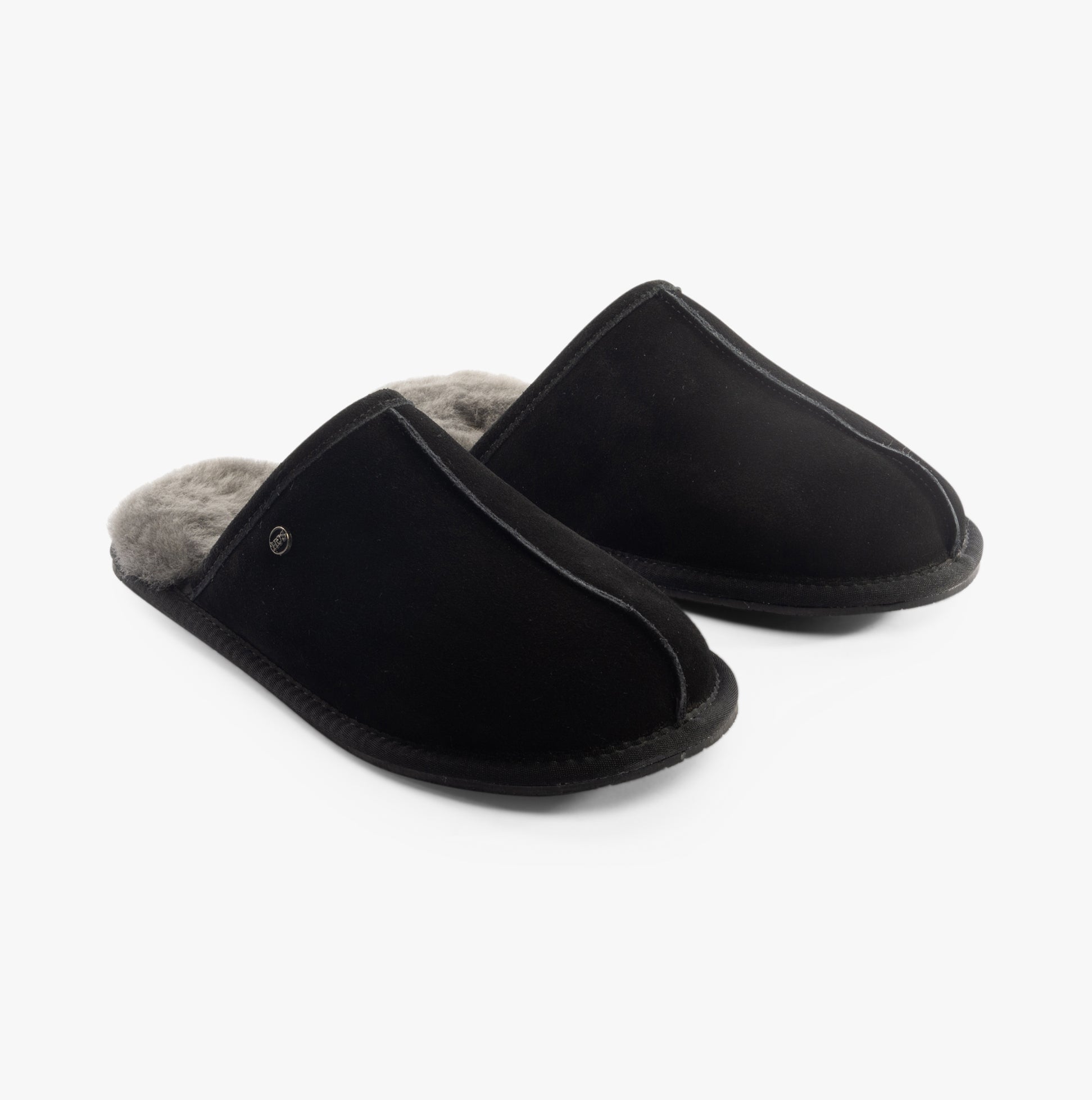 Mens Sheepskin Slippers in Black