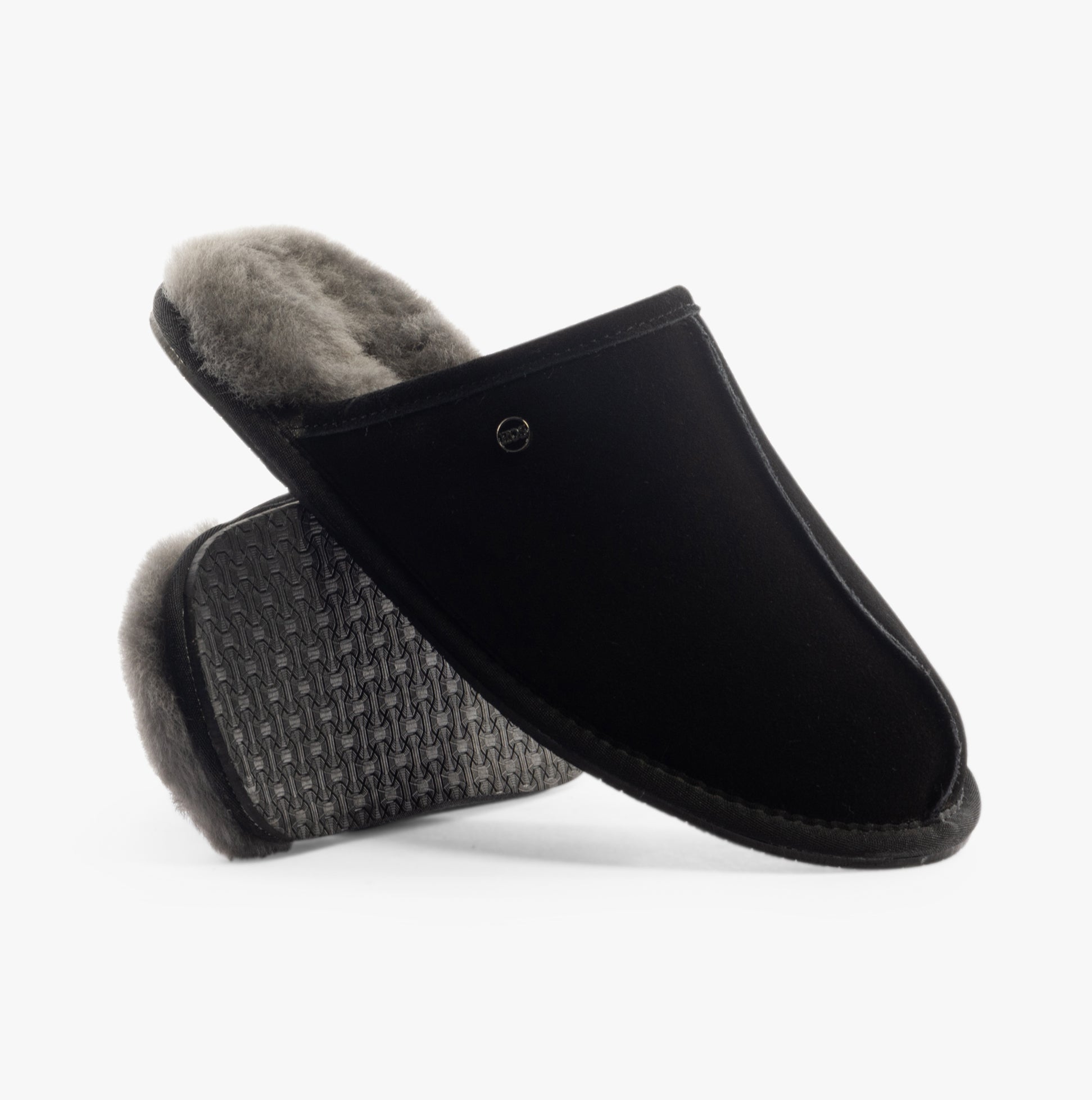 Mens Sheepskin Slippers in Black
