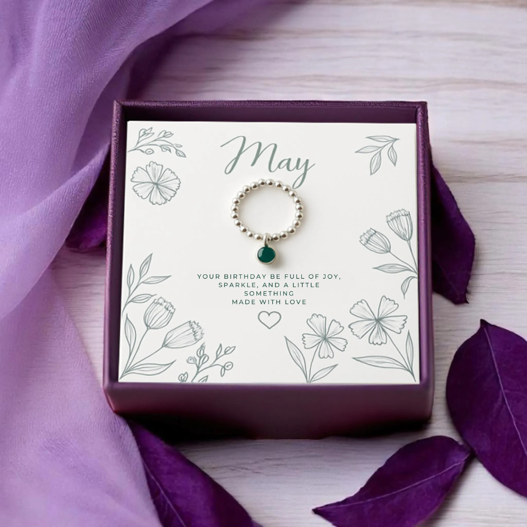 Emerald May Birthstone Ring in Sterling Silver