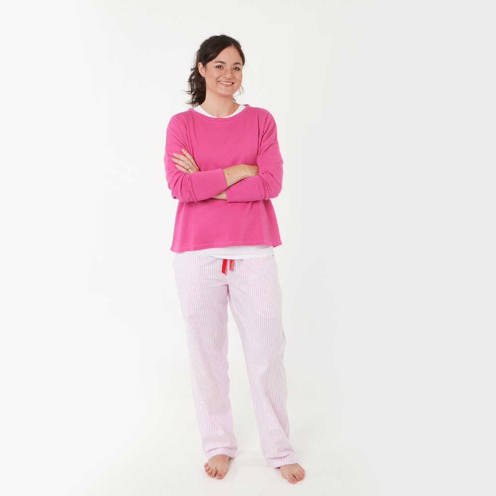 Women Saola Organic Cotton Loungers Pink Stripe
