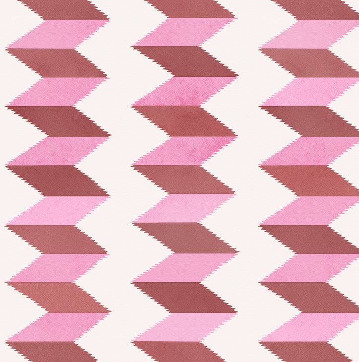 Escher Stripe Empress Rose Fabric