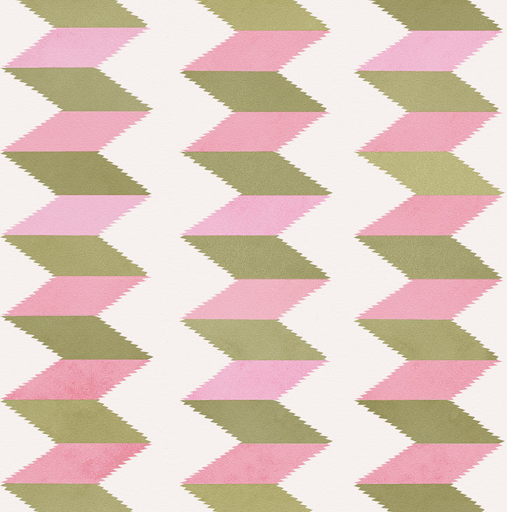 Stripe Jardin Rose Wallpaper